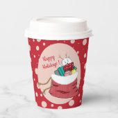 Rood papier bekert roze polair beer cub papieren bekers (Voorkant)