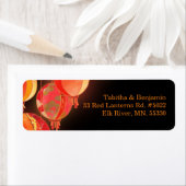 Rood papier lantaarns bruiloft adres etiket (Insitu)