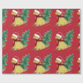 Rood papier met goudendoekje met kerstschroefdraad (Vlak)