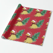 Rood papier met goudendoekje met kerstschroefdraad (Uitgerold)