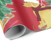 Rood papier met goudendoekje met kerstschroefdraad (Rol Hoek)