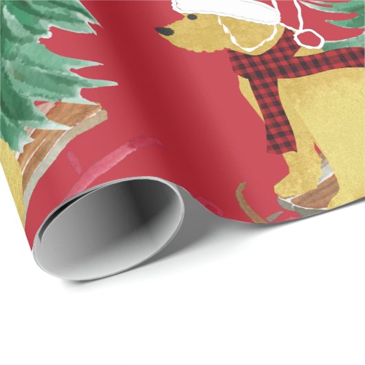 Rood papier met goudendoekje met kerstschroefdraad (Rol Hoek)