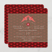 Rood papier met rode schildpadpatroon Aziatische b Kaart (Voorkant / Achterkant)