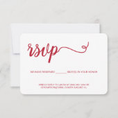 Rood papier zonder gereserveerde feestdag RSVP kaartje (Voorkant)