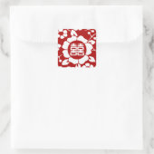 Rood ・ Papieren snijbloemen ・ Dubbel geluk Vierkante Sticker (Tas)