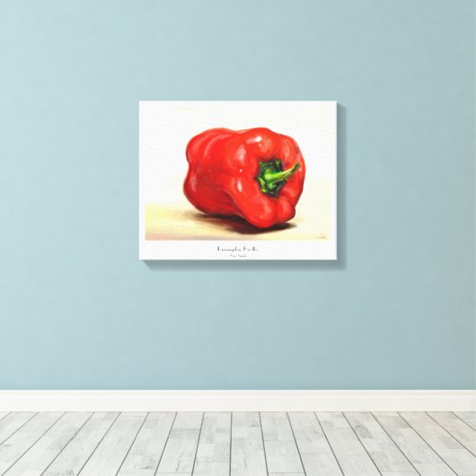 Rood Paprika klassiek groente nog-life olie verf Canvas Afdruk (Insitu (Houten vloer))
