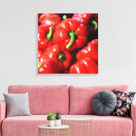 Rood - paprika's canvas afdruk (Insitu (Woonkamer))