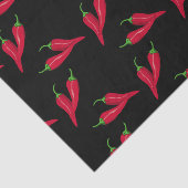 Rood paprika's patroon, Spaanse peper op zwart pap Tissuepapier (Detail)