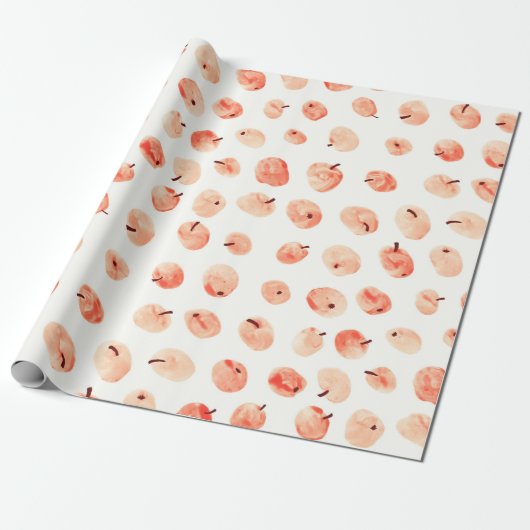 Rood paradijsappelpatroon cadeaupapier (Uitgerold)