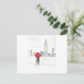 Rood paraplu koppel New York cool trendy mooi Briefkaart (Staand voorkant)