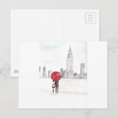 Rood paraplu koppel New York cool trendy mooi Briefkaart (Voorkant / Achterkant)