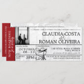 rood parijs bruiloft boarding pass uitnodiging (Voorkant / Achterkant)