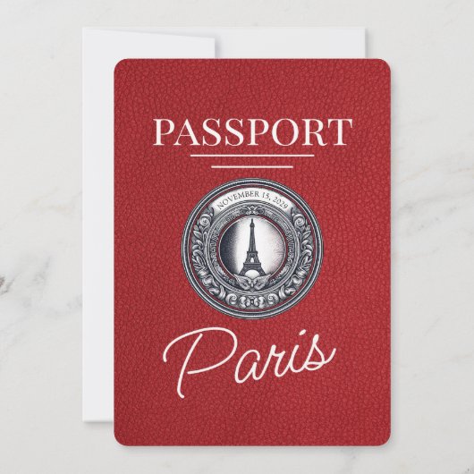 rood parijs paspoort bruiloft kaart (Achterkant)