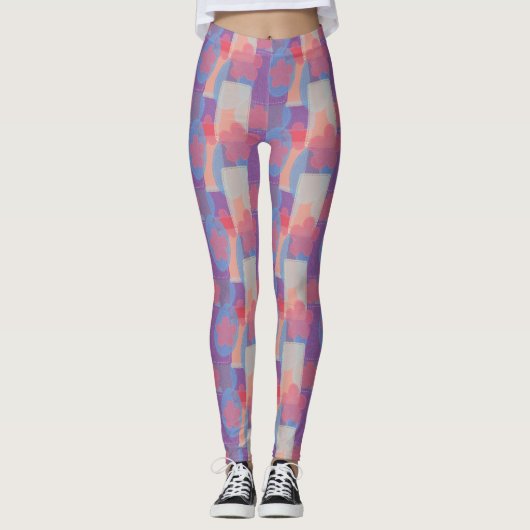 rood patchpatroon leggings (Voorkant)