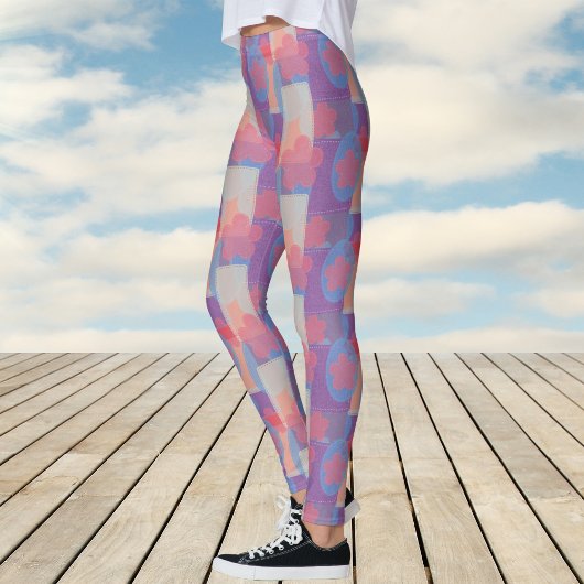 rood patchpatroon leggings