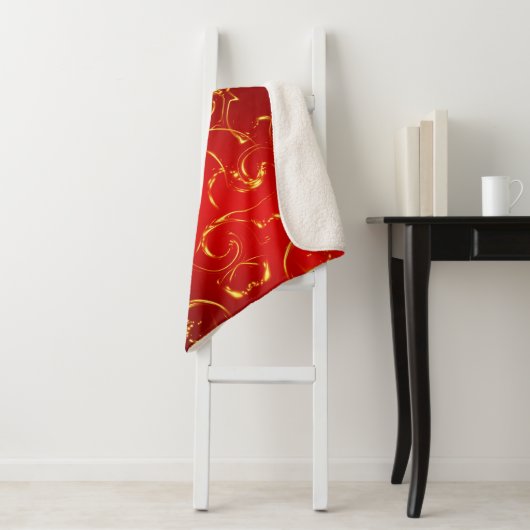 rood, patroon, goud, abstract, gouden, elegant, or sherpa deken (In situ)