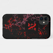 Rood patroon met monogram N Case-Mate iPhone Case (Achterkant (horizontaal))