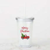 Rood penseel  kerstmis met gebak acryl drinkbeker (Voorkant)