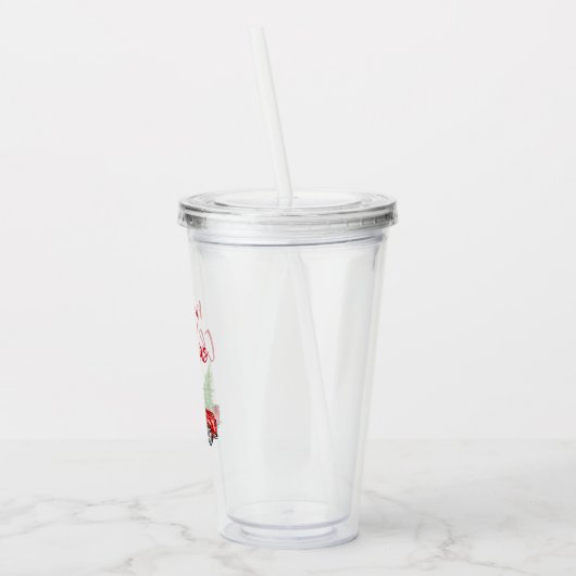 Rood penseel  kerstmis met gebak acryl drinkbeker (Links)