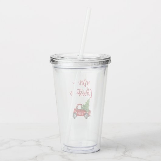 Rood penseel  kerstmis met gebak acryl drinkbeker (Achterkant)