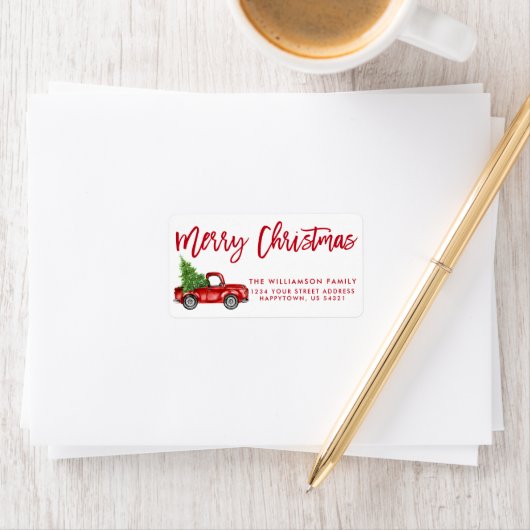 Rood penseel  kerstmis met gebak etiket (Insitu)