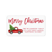 Rood penseel  kerstmis met gebak etiket (Voorkant)