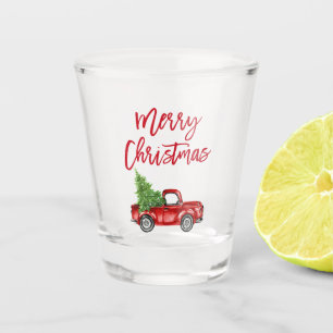 Rood penseel kerstmis met gebak shot glas