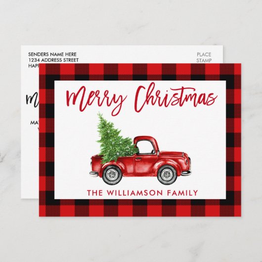 Rood penseel  met kerstavond briefkaart (Voorkant / Achterkant)