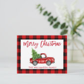 Rood penseel  met kerstavond briefkaart (Staand voorkant)