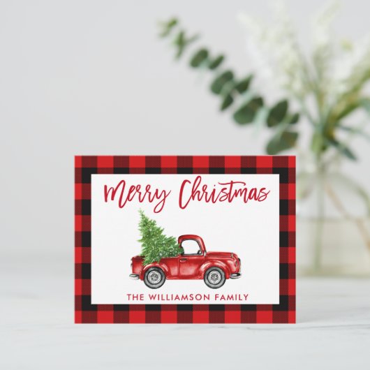 Rood penseel  met kerstavond briefkaart (Staand voorkant)