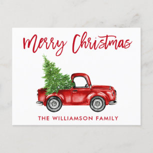 Rood penseelscript  kerstboom briefkaart