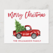 Rood penseelscript kerstboom briefkaart (Voorkant)