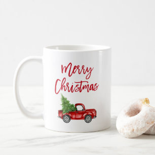 Rood penseelscript  kerstboom koffiemok