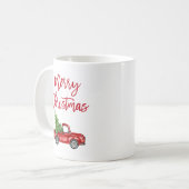 Rood penseelscript kerstboom koffiemok (Voorkant links)