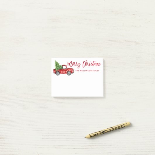 Rood penseelscript  kerstboom post-it® notes (Op bureau)
