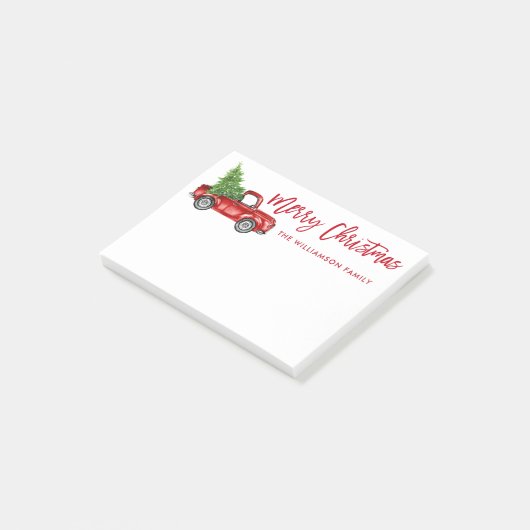 Rood penseelscript  kerstboom post-it® notes (Schuin)