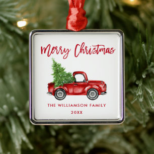 Rood penseelscript Waterverf  Vrachtplein Metalen Ornament