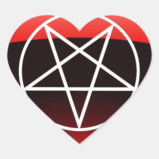 Rood pentacle hart sticker (Voorkant)
