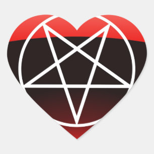 Rood pentacle hart sticker