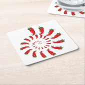 Rood pepper Diva Spiral Square Paper Onderzetter (Schuin)