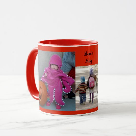 Rood personaliseer 3 FOTO-TEMPLATE Gift Coffee Mok (Voorkant links)