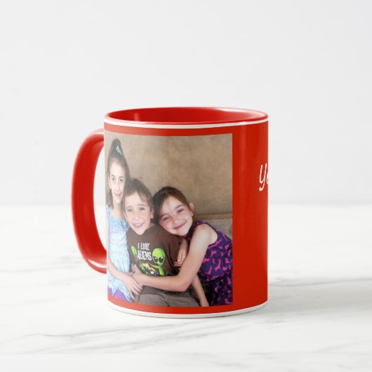 Rood personaliseer FOTO-TEMPLATE Coffee-Mok Mok (Voorkant links)