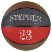 Rood persoonlijk naamnummer Chalkboard etsen Basketbal (Voorkant)