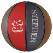 Rood persoonlijk naamnummer Chalkboard etsen Basketbal (Verticaal)