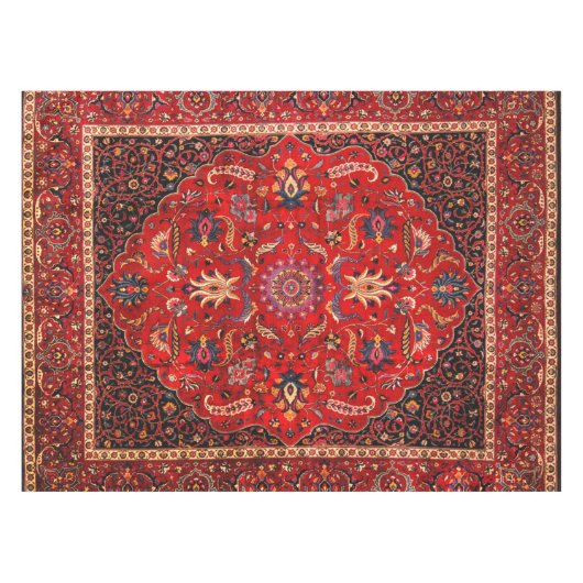 Rood Perzisch tapijt katoen tafelkleed (Voorkant (Horizontaal))