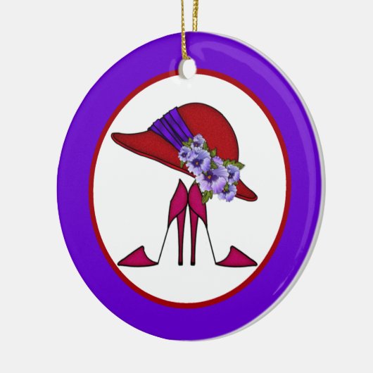 Rood Pet 2 Keramisch Ornament (Links)