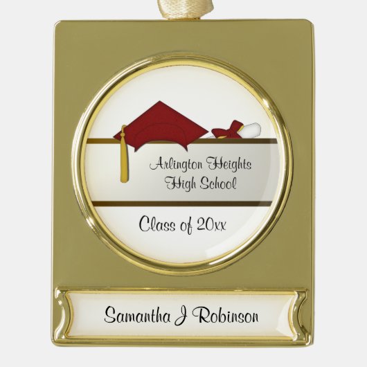 Rood Pet Afstuderen Banner Ornament Verguld Banner Ornament (Voorkant)
