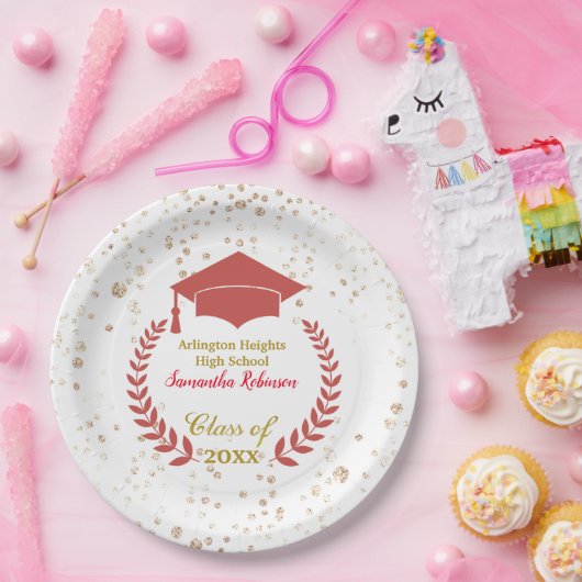 Rood Pet en Laurel Graduation Party Paper Bord (Feest)