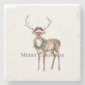 Rood Pet rendier kerst Stenen Onderzetter (Voorkant)