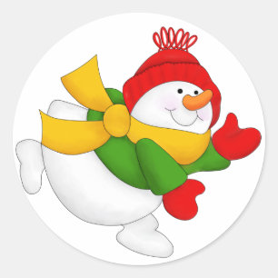 Rood Pet Sneeuwman Ronde Stickers